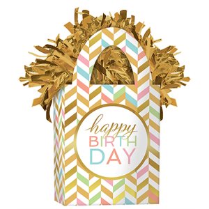 Gold & pastel chevron happy birthday balloon weight