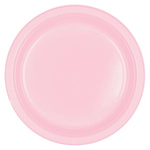 Baby pink plastic plates 7in 20pcs