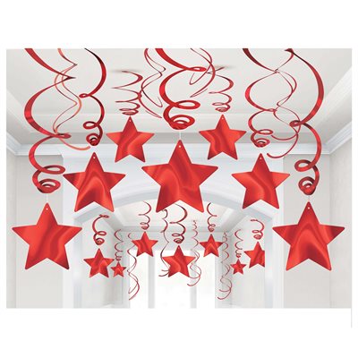 Red star swirls decorating kit 30pcs