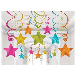 Multicolored star swirls decorating kit 30pcs