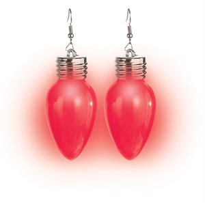 Boucles d'oreilles ampoule lumineuses 2.25po rouge