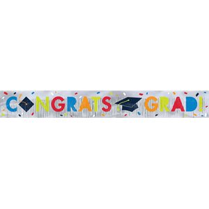 Colourful congrats grad fringe banner 5ftx8in