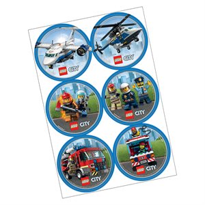Lego City round stickers 2in 24pcs