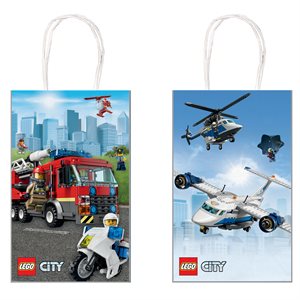 8 sacs en papier kraft imprimé 8.25x5.25x3po Lego City