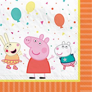 16 serviettes à repas Peppa Pig fête confettis