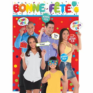 Colourful balloon "bonne fête" photo props & scene setters 16pcs
