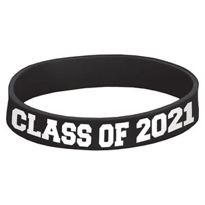 Graduation class of 2021 black rubber bracelet