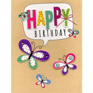 Géante carte de souhait avec papillons "happy birthday"
