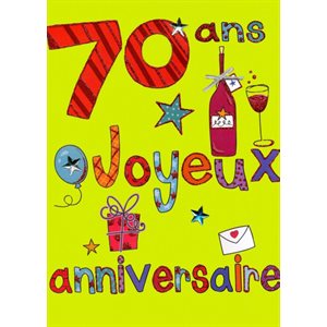 Giant greeting card "70 ans joyeux anniversaire"