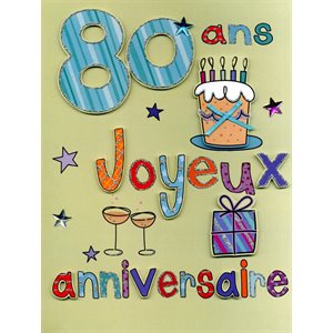 Giant greeting card "80 ans joyeux anniversaire"