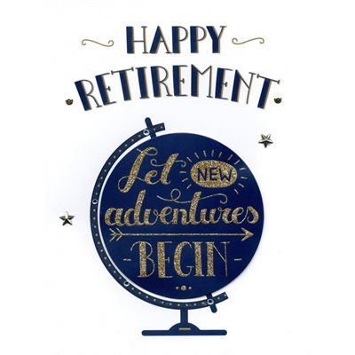 Géante carte de souhait "happy retirement, let new adventures begin"
