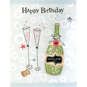 Giant greeting card happy birthday, birthday bubbly