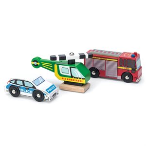 3 véhicules d'urgence en bois Le Toy Van