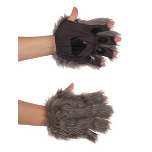 Fingerless gloves with grey fur