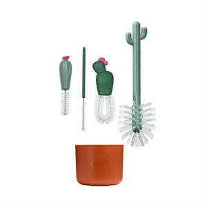 Boon dark green cactus cleaning bottles brush set 5pcs