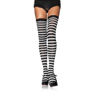 Black & white thigh high nylon socks