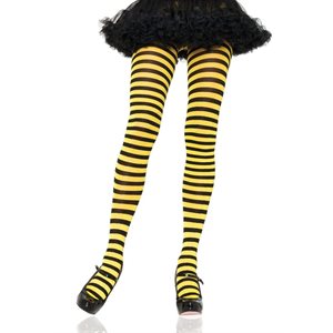 Black & yellow striped nylon tights