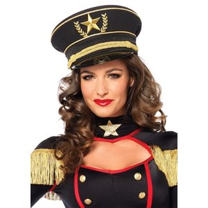 Adult deluxe black military hat