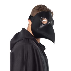 Adult black faux leather plague doctor mask