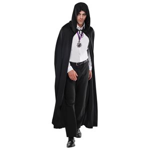 Adult black long hooded cape