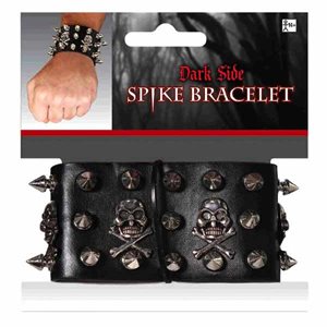 Black spike & skulls bracelet