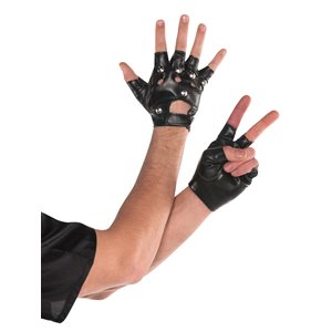 Black studded finggerless gloves