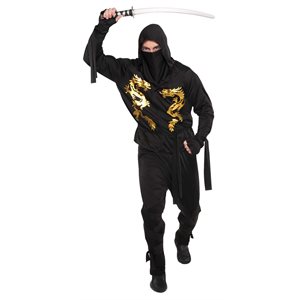 Adult black & gold dragon ninja STD
