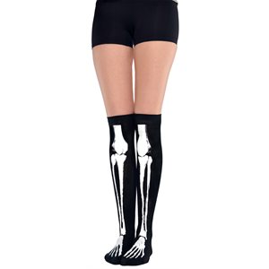Black & white skeleton knee high socks