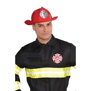 Adult red plastic firefighter hat
