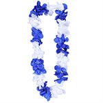 Blue & white hawaiian flower necklace 36in