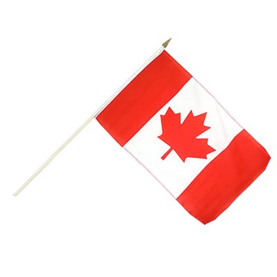Canada flag 12x18in on a 2ft wood stick