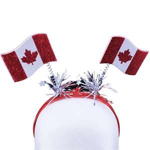 Red plastic headband with 2 bouncing Canada flags