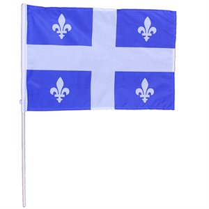 Quebec flag 30x40in on a 4ft wood stick