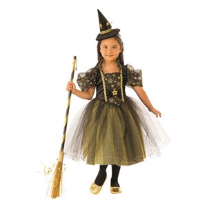 Children golden star witch costume Large