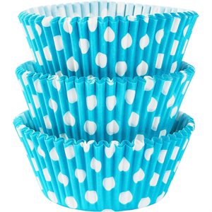 Caribbean blue dots cupcake cases 2in 75pcs
