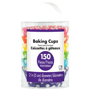 Asst rainbow dots cupcake cases 2in 150pcs