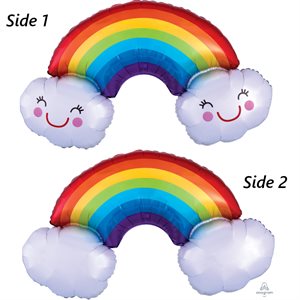 Rainbow with clouds supershape foil balloon