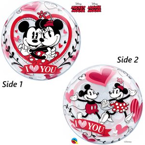 Mickey & Minnie Mouse I love you clear bubble balloon
