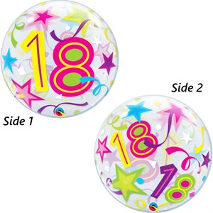 Colourful 18th birthday clear bubble balloon