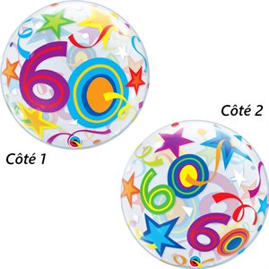 Ballon bulle clair 60e anniversaire coloré